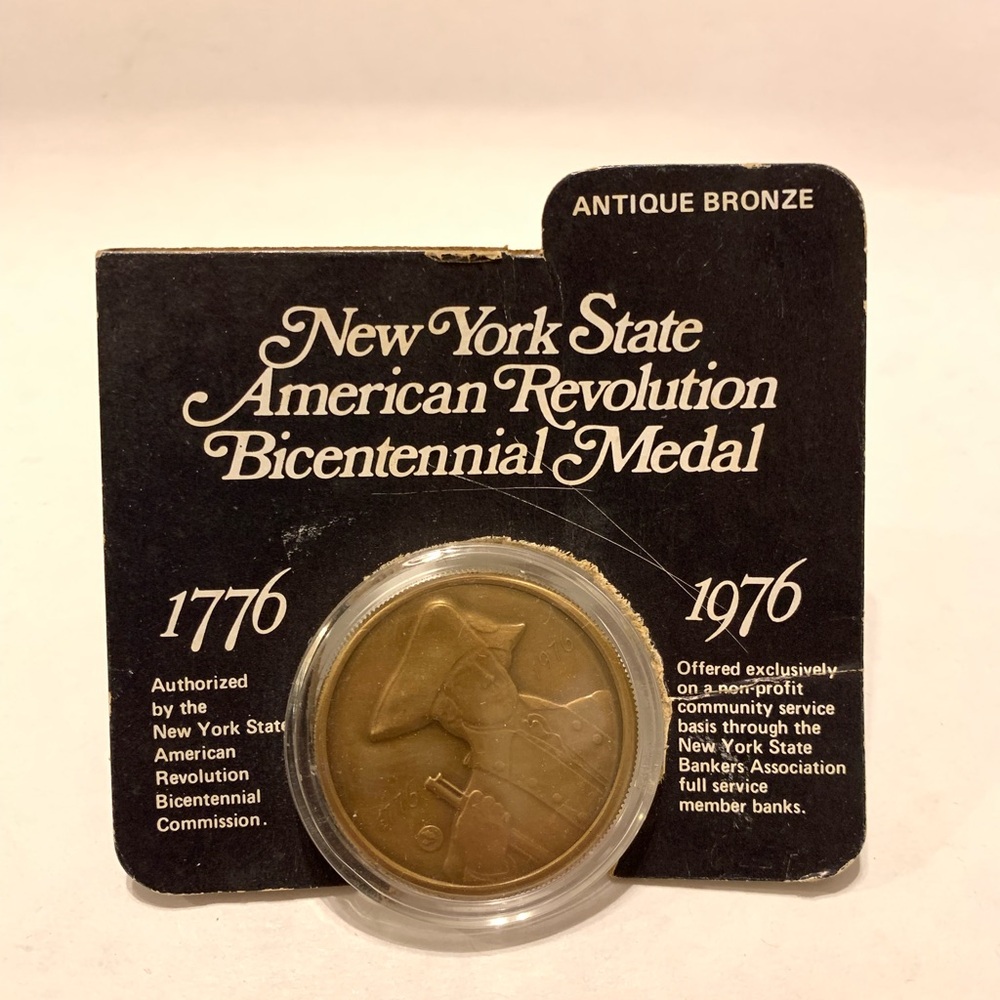 New York State American Revolution Bicentennial Medal Antique Bronze 1776/ 1976
